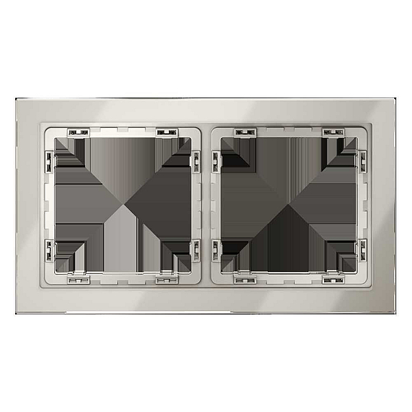 Рамка стеклянная Voltum S70 на 2 поста, (кашемир, стекло) VLS110203