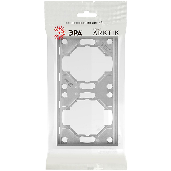 Рамка для розеток и выключателей ЭРА Arktik 16-5002-03 на 2 поста алюминий Б0070556