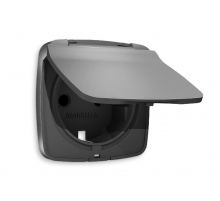 Лицевая панель для розетки с/з со шторками и крышкой Ambrella Volt Omega OP6580