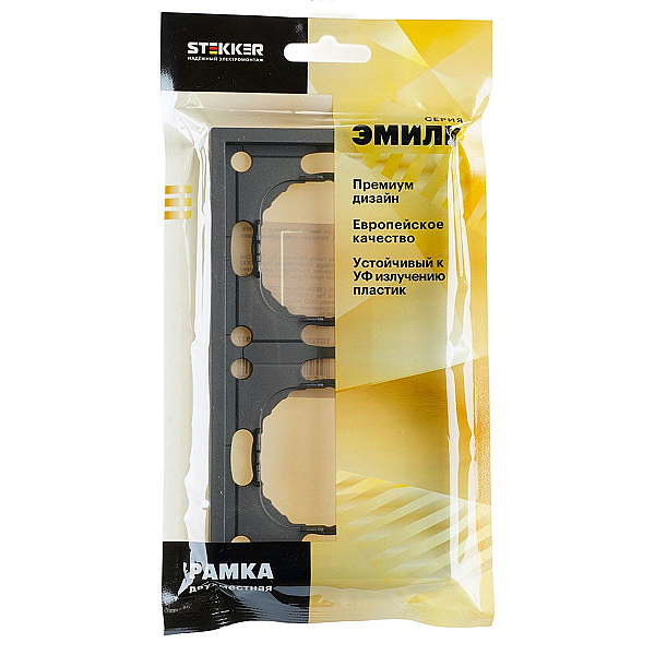 Рамка Stekker, PFR00-5002-09 2-местная Эмили, антрацит, soft touch 49937