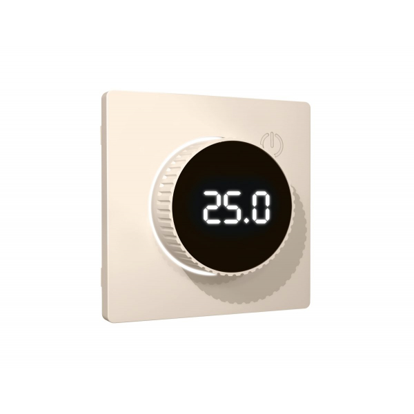 Лицевая панель Alfa (Бежевый матовый) для терморегулятора теплого пола с цифровым дисплеем Quant Ambrella Volt AP3258