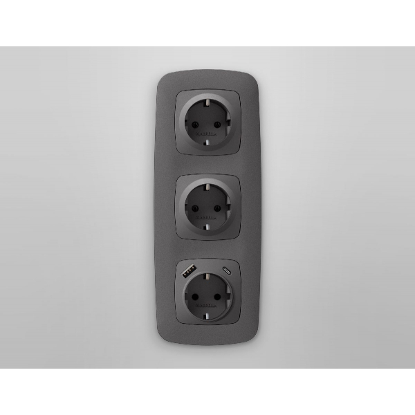 Лицевая панель для розетки с/з со шторками 2USB A+C Ambrella Volt Omega OP6600 Лицевая панель для розетки с/з со шторками 2USB A+C Ambrella Volt Omega OP6600