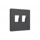 Лицевая панель Alfa (Графит мягкое касание) для компьютерной/телефонной двойной розетки RJ-45/RJ-11 Quant Ambrella Volt AP9121