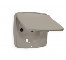 Лицевая панель для розетки с/з со шторками и крышкой Ambrella Volt Omega OP3680