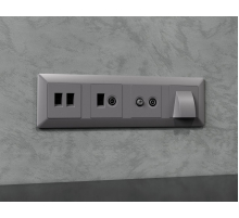 Лицевая панель Alfa (Сталь матовый) для компьютерной/телефонной + TV розетки RJ-45/RJ-11 Quant Ambrella Volt AP5125