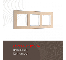 Рамка трехместная Arte Milano 503.12-3.shampan