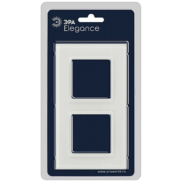 Рамка для розеток и выключателей ЭРА Elegance 14-5102-01М на 2 поста, стекло, белый матовый+бел. Б0065834