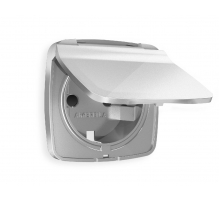 Лицевая панель для розетки с/з со шторками и крышкой Ambrella Volt Omega OP4080