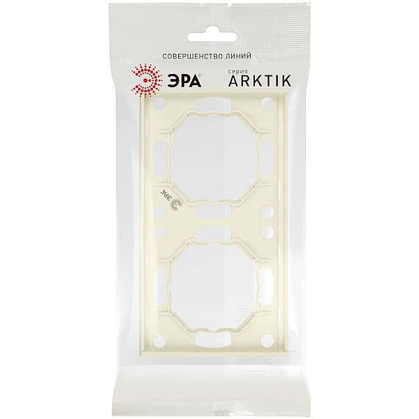 Рамка для розеток и выключателей ЭРА Arktik 16-5002-02 на 2 поста слоновая кость Б0070555