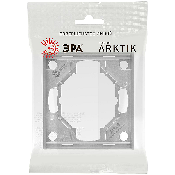 Рамка для розеток и выключателей ЭРА Arktik 16-5001-03 на 1 пост алюминий Б0070546