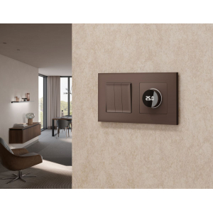 Лицевая панель Alfa (Темная бронза матовый) для терморегулятора теплого пола с цифровым дисплеем Quant Ambrella Volt AP6358