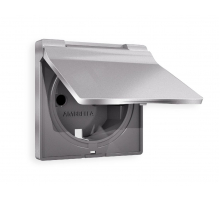 Лицевая панель для розетки с/з со шторками и крышкой Ambrella Volt Alfa AP5080