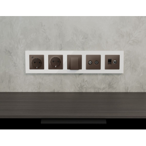 Лицевая панель Alfa (Темная бронза матовый) для TV двойной розетки Quant Ambrella Volt AP6433