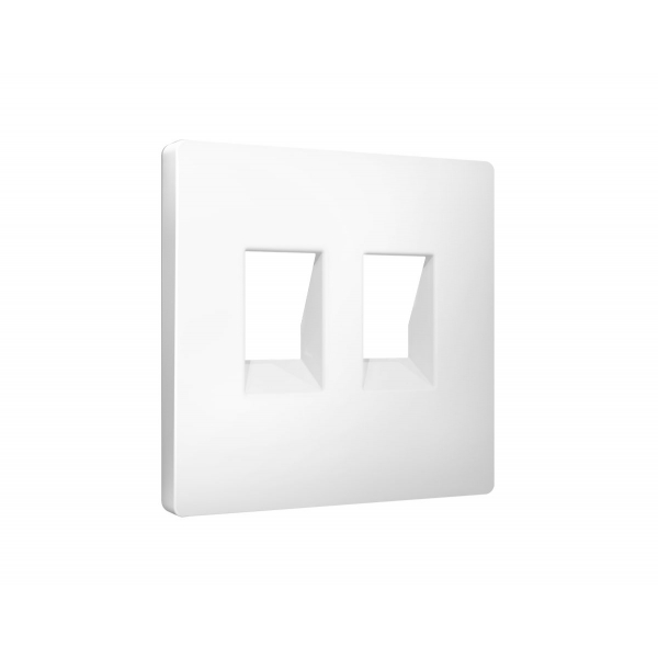 Лицевая панель Alfa (Белый матовый) для компьютерной/телефонной двойной розетки RJ-45/RJ-11 Quant Ambrella Volt AP1321