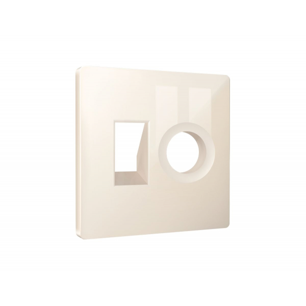 Лицевая панель Alfa (Бежевый глянец) для компьютерной/телефонной + TV розетки RJ-45/RJ-11 Quant Ambrella Volt AP3125