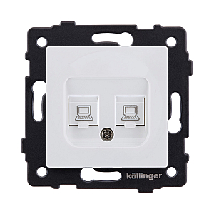 Розетка двойная Ethernet RJ45 Cat.6, белый матовый Kollinger REA-019WM для Aspekt, Eleganz, Reflex