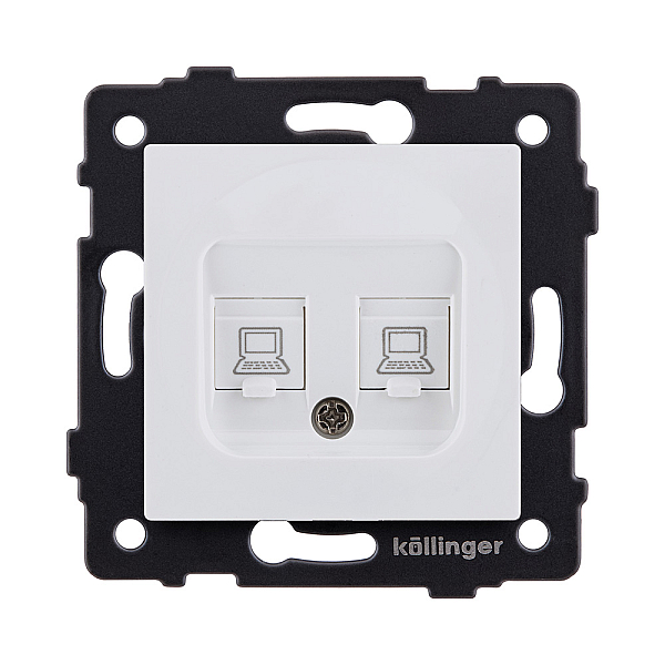 Розетка двойная Ethernet RJ45 Cat.6, белый матовый Kollinger REA-019WM для Aspekt, Eleganz, Reflex