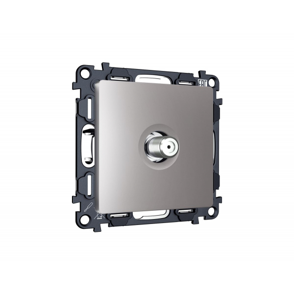 Комплект механизма TV розетки SAT 5-2400MHz 3.5dB Alfa Сталь матовый Quant Ambrella Volt MA513050 (AP5130, VM215)