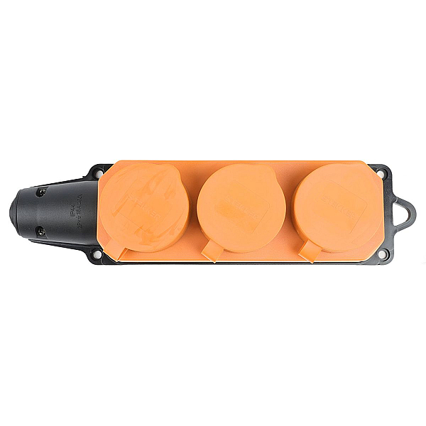 Розетка переносная тройная 2P+PE Stekker Одри с крышкой оранжевый RST16-23-44-5 49405