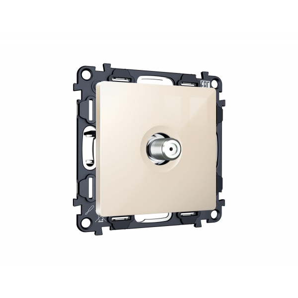 Комплект механизма TV розетки SAT 5-2400MHz 3.5dB Alfa Бежевый глянец Quant Ambrella Volt MA313050 (AP3130, VM215)