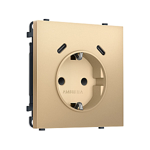Комплект механизма электрической розетки SIGMA Золото Мягкое касание 2USB С+C 20W Ambrella Volt MS890510 (SP8905, PR165)