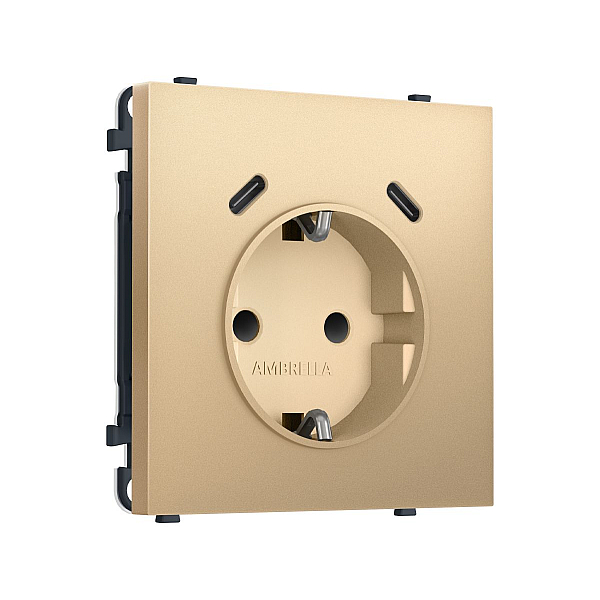 Комплект механизма электрической розетки SIGMA Золото Мягкое касание 2USB С+C 20W Ambrella Volt MS890510 (SP8905, PR165)