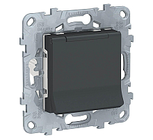Розетка с заземлением, со шторками и крышкой Schneider Electric Unica New NU503754TA