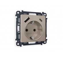 Комплект механизма розетки 2USB A+C 20W (быстрая зарядка) с/з Ambrella Volt Alfa MA370010