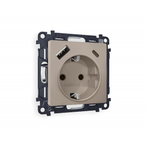 Комплект механизма розетки 2USB A+C 20W (быстрая зарядка) с/з Ambrella Volt Alfa MA370010