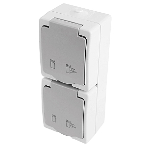 Розетка двухместная с крышкой с/з Stekker Велена PST16-12-54V 49724