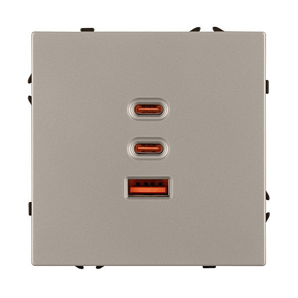 USB Розетка тип А+С+С софт-тач кашемир Arlight SCT-MUACC-SFPL-FC-CA (65W, QC3) 061835(1)