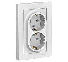 Розетка с/з двойная, 16А, в сборе Systeme Electric AtlasDesign ATN000124