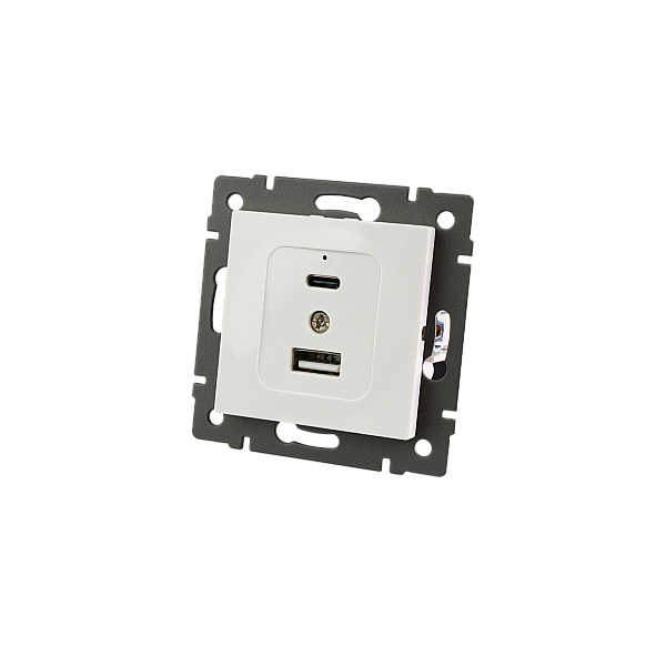 Механизм USB розетки Arlight SCT-MUAC-PL-WH-V (5V, 3A, QC4) 049839