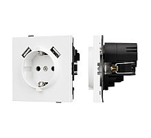 Механизм розетки с USB зарядкой Arlight SCT-TENDO-MUAA-PL-WH (230V, 16A) 054082
