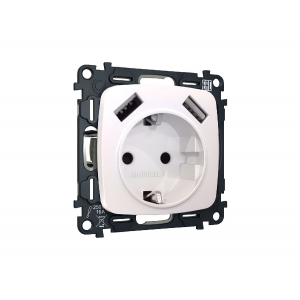 Комплект механизма розетки 2USB A+A 18W (быстрая зарядка) с/з Ambrella Volt Omega MO209010