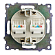 Розетка компьютерная 2-местная RJ-45 (механизм) Stekker GLS00-7109-08 Катрин, золото 50009