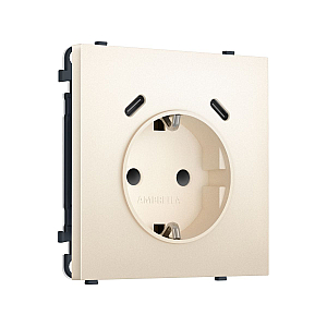 Комплект механизма электрической розетки SIGMA Жемчужно-кремовый 2USB С+C 20W Ambrella Volt MS250510 (SP2505, PR165)