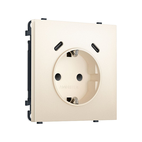 Комплект механизма электрической розетки SIGMA Жемчужно-кремовый 2USB С+C 20W Ambrella Volt MS250510 (SP2505, PR165)