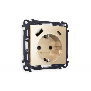 Комплект механизма розетки 2USB A+C 20W (быстрая зарядка) с/з Ambrella Volt Alfa MA610010