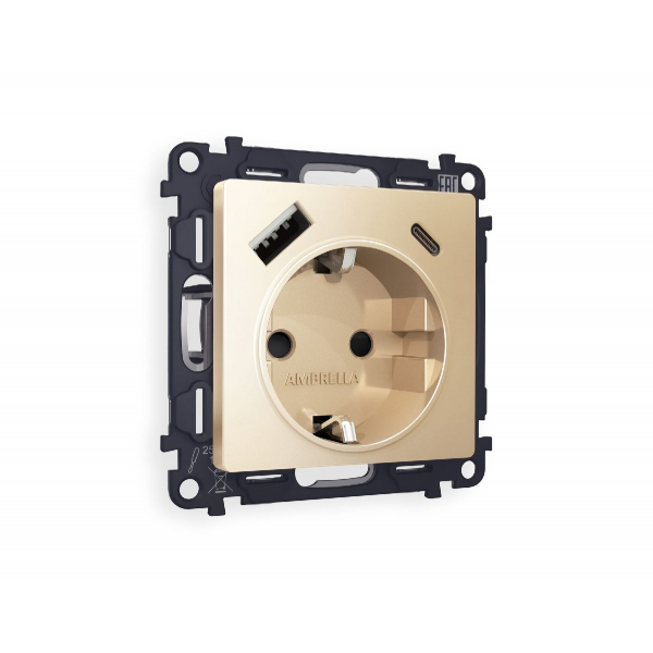 Комплект механизма розетки 2USB A+C 20W (быстрая зарядка) с/з Ambrella Volt Alfa MA610010 Комплект механизма розетки 2USB A+C 20W (быстрая зарядка) с/з Ambrella Volt Alfa MA610010