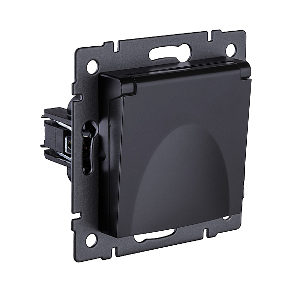 Розетка штепсельная SCHUKO 16A/250 В с крышкой, черный матовый Kollinger REA-006BM для Aspekt, Eleganz, Reflex