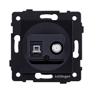 Розетка двойная спутниковая SAT + RJ45 Cat.6, черный Kollinger REA-022BK для Aspekt, Eleganz, Reflex
