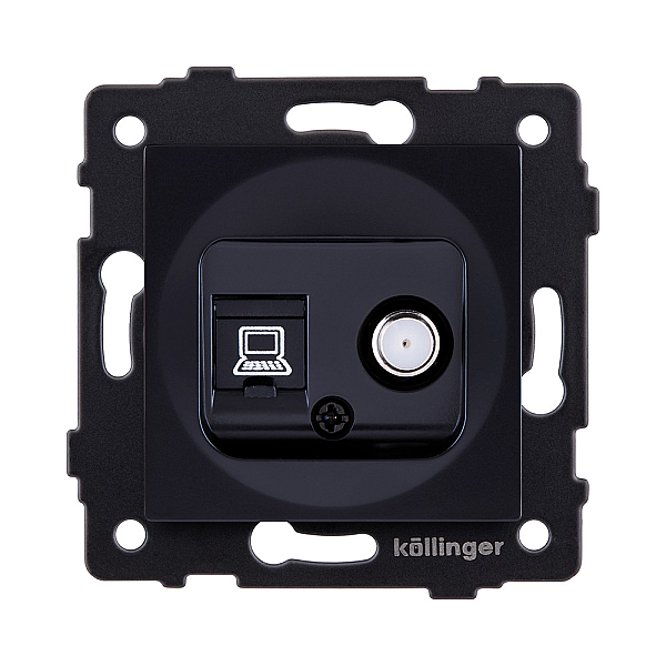Розетка двойная спутниковая SAT + RJ45 Cat.6, черный Kollinger REA-022BK для Aspekt, Eleganz, Reflex