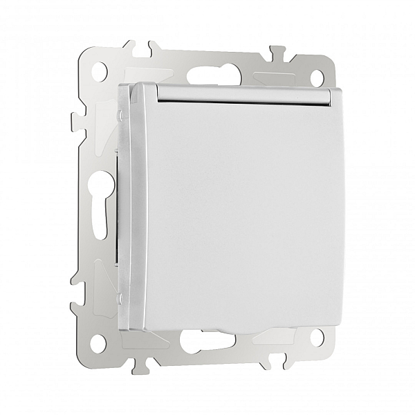 Розетка с заземлением, шторками и защитной крышкой Arte Milano 206.41-1.silver