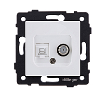 Розетка двойная спутниковая SAT + RJ45 Cat.6, белый матовый Kollinger REA-022WM для Aspekt, Eleganz, Reflex