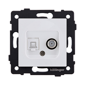 Розетка двойная спутниковая SAT + RJ45 Cat.6, белый матовый Kollinger REA-022WM для Aspekt, Eleganz, Reflex