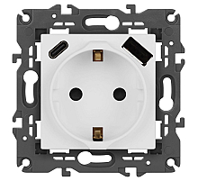 Розетка со шторками с USB type-A+C Эра Elegance 14-4108-01М Б0067710