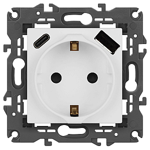 Розетка со шторками с USB type-A+C Эра Elegance 14-4108-01М Б0067710