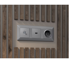 Комплект механизма TV розетки оконечной экранированной 5-1000MHz 3dB Alfa Сталь матовый Quant Ambrella Volt MA513005 (AP5130, VM199)