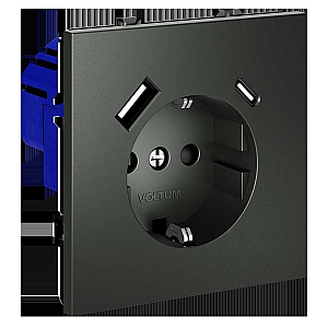 Розетка с USB, A+C Voltum S70 VLS040506 (титан)